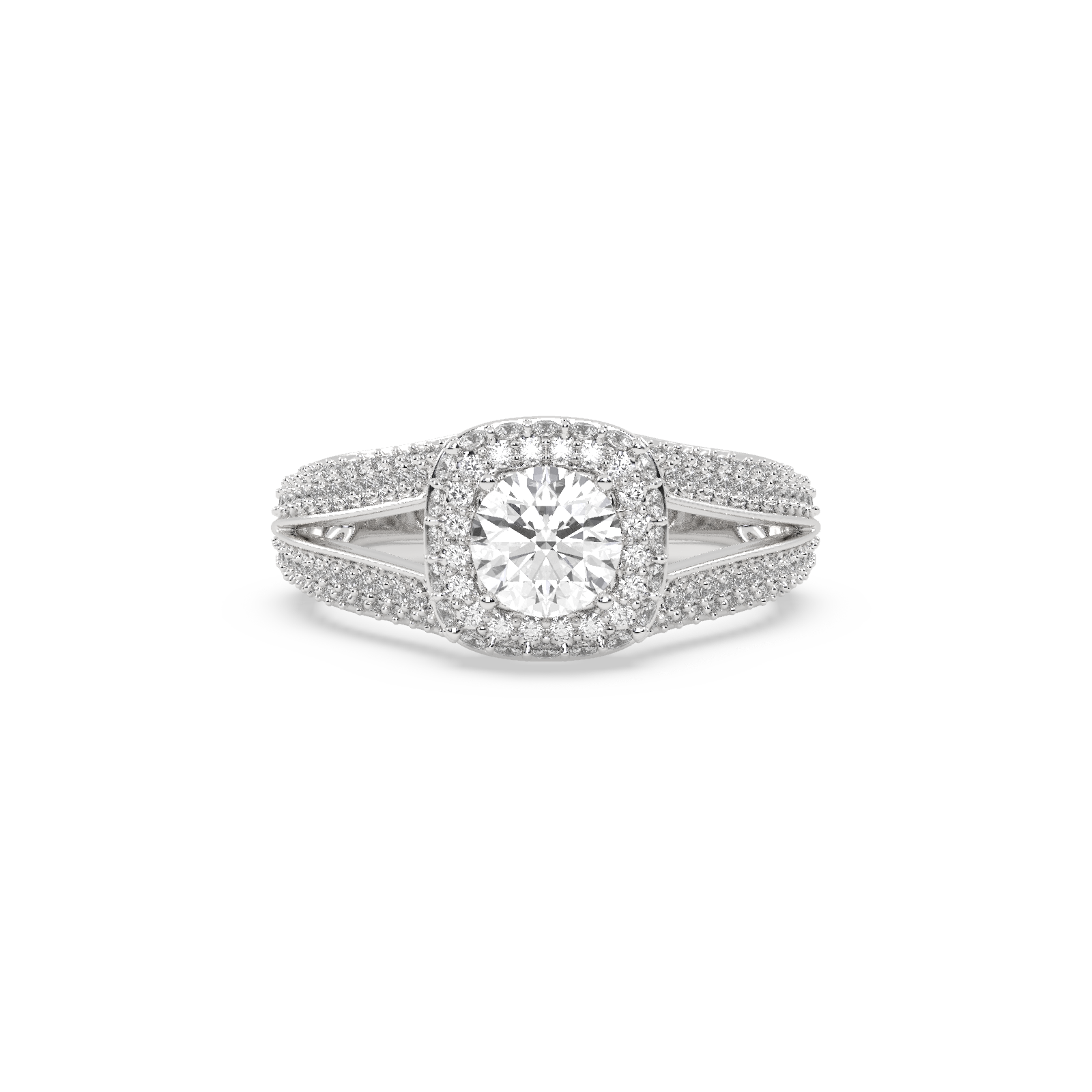 White Gold Studded 1.5 Carat Lab Grown Diamond Ring-G Color VS2 Clarity.
